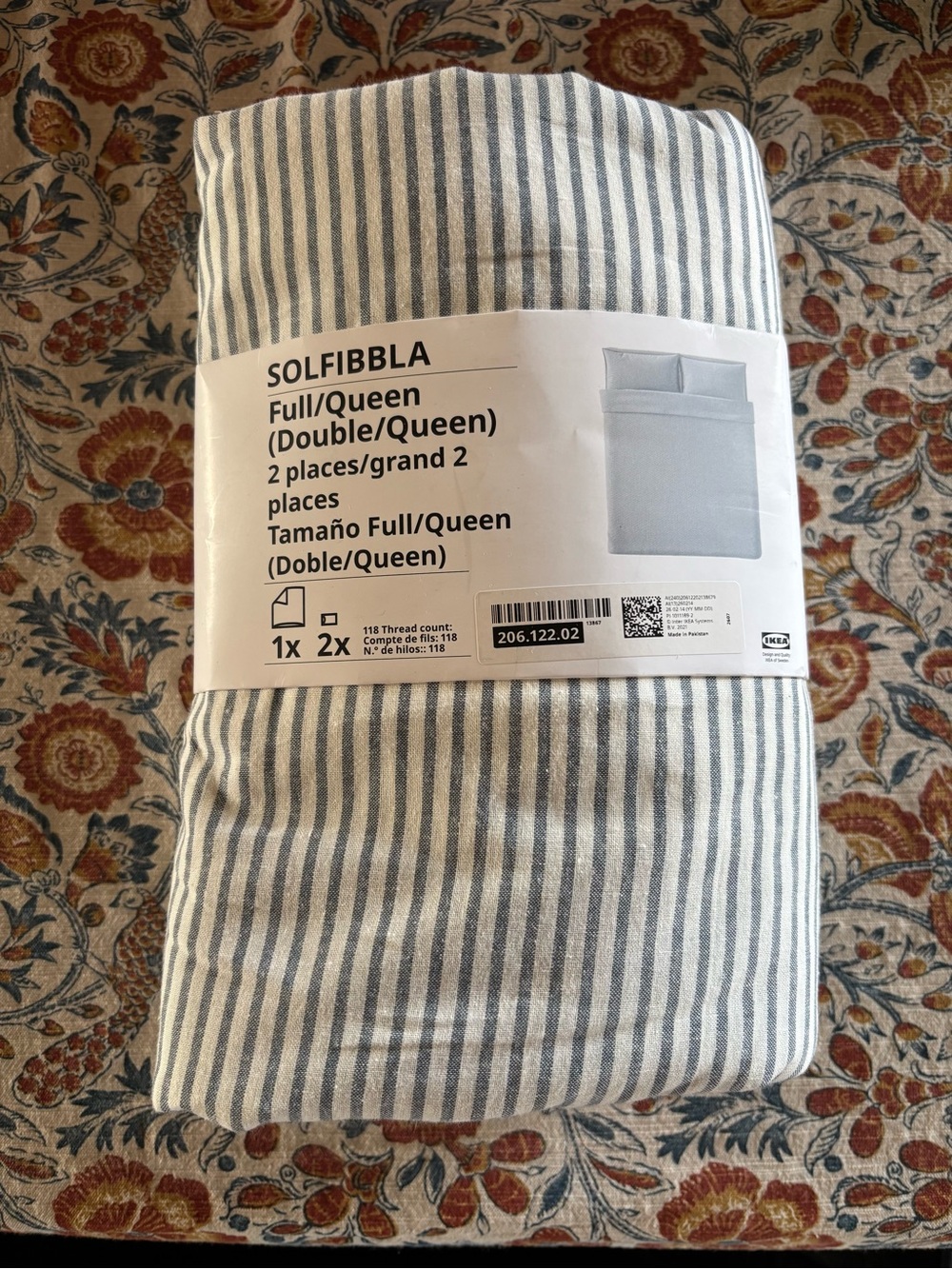 IKEA Full/Queen Duvet Cover & Pillowcases in Blue Stripe